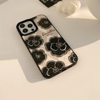 Protective Apple iPhone Back Cover - Retro Flower Floral PU Leather iPhone Soft Silicone Case - Style 3