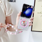 Powerpuff Girls Magsafe Transparent Samsung Z Flip Case With Round Bracelet Lanyard Mobile Case by CoverMeUp - Style 9