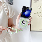 Powerpuff Girls Magsafe Transparent Samsung Z Flip Case With Round Bracelet Lanyard Mobile Case by CoverMeUp - Style 2
