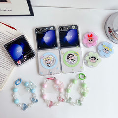 Powerpuff Girls Magsafe Transparent Samsung Z Flip Case With Round Bracelet Lanyard