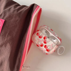 Cherry Bow Pink Red Transparent Clear Airpod Case