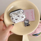Black White Pink Bow Hello Kitty Airpod Glossy Case With Hanging Mobile Case by CoverMeUp - Style 2