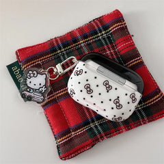 Black White Pink Bow Hello Kitty Airpod Glossy Case With Hanging