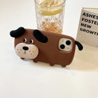 Protective Apple iPhone Back Cover - 3D Cute Standing Brown Dog Phone Holder Trending Shockproof Rubber Silicone iPhone Case - Style 4