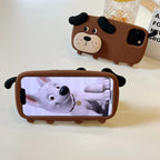 Protective Apple iPhone Back Cover - 3D Cute Standing Brown Dog Phone Holder Trending Shockproof Rubber Silicone iPhone Case - Style 2