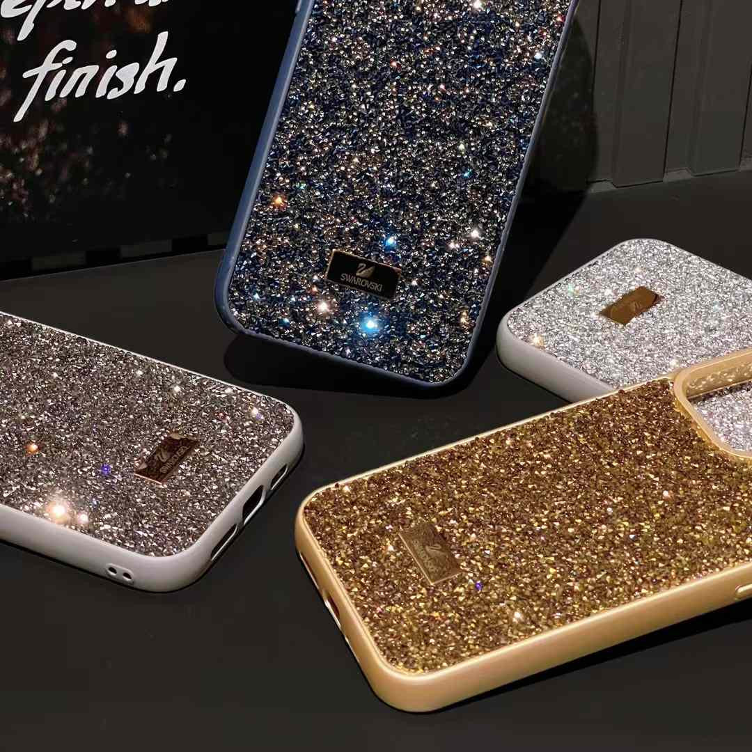 Protective Apple iPhone Back Cover - Premium Luxury Branded Rhinestone Diamond Glitter iPhone Samsung Silicone Case - Style 12