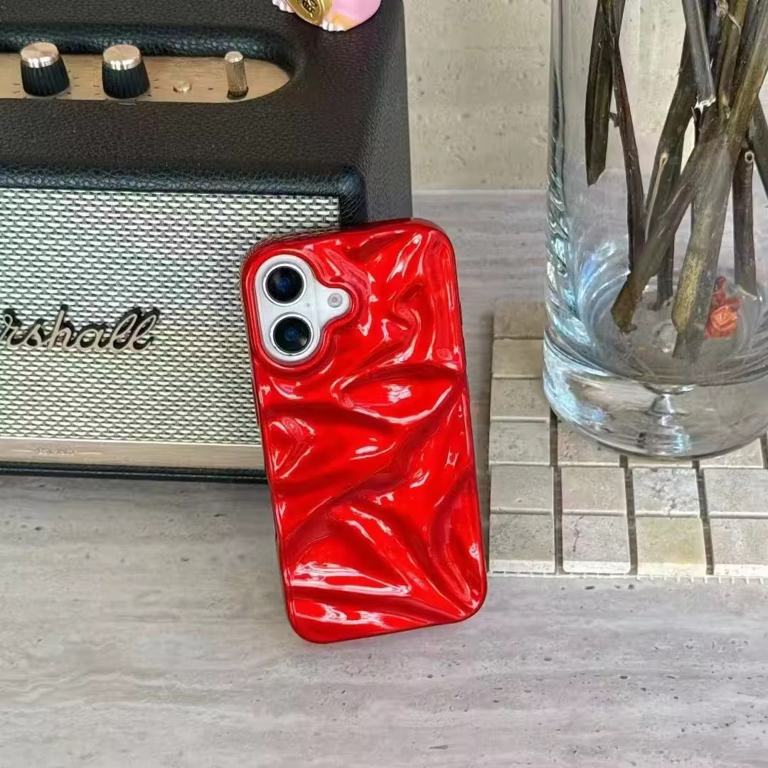 Red Wrinkle Textured Soft Silicone Case Mobile Case by CoverMeUp