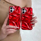 Red Wrinkle Textured Soft Silicone Case Mobile Case by CoverMeUp - Style 3