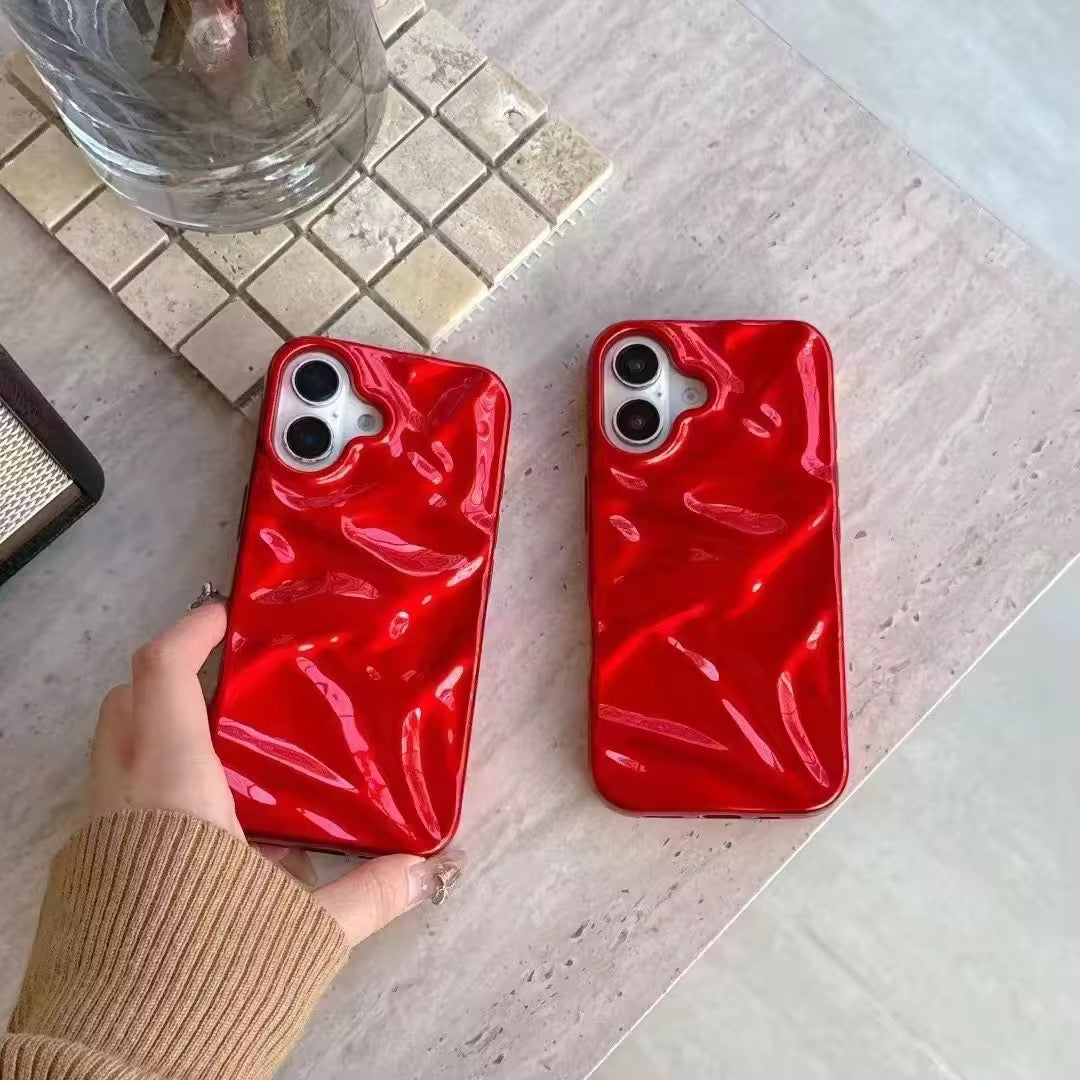 Red Wrinkle Textured Soft Silicone Case Mobile Case by CoverMeUp - Style 2