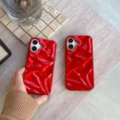 Red Wrinkle Textured Soft Silicone Case
