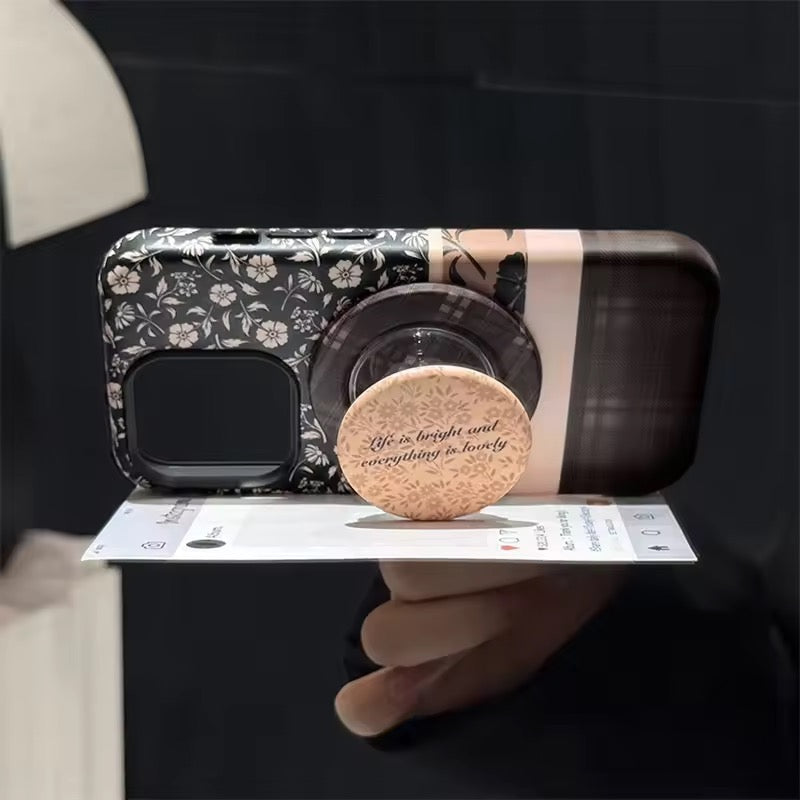 Protective Apple iPhone Back Cover - Vintage Pattern Glossy Magnetic Phone Holder iPhone Pre-Order Case - Style 3