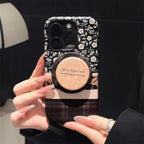 Protective Apple iPhone Back Cover - Vintage Pattern Glossy Magnetic Phone Holder iPhone Pre-Order Case - Style 4