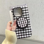 Protective Apple iPhone Back Cover - Checkered Glossy Plaid Magsafe Magnetic Phone Holder iPhone Pre-Order Case - Style 4