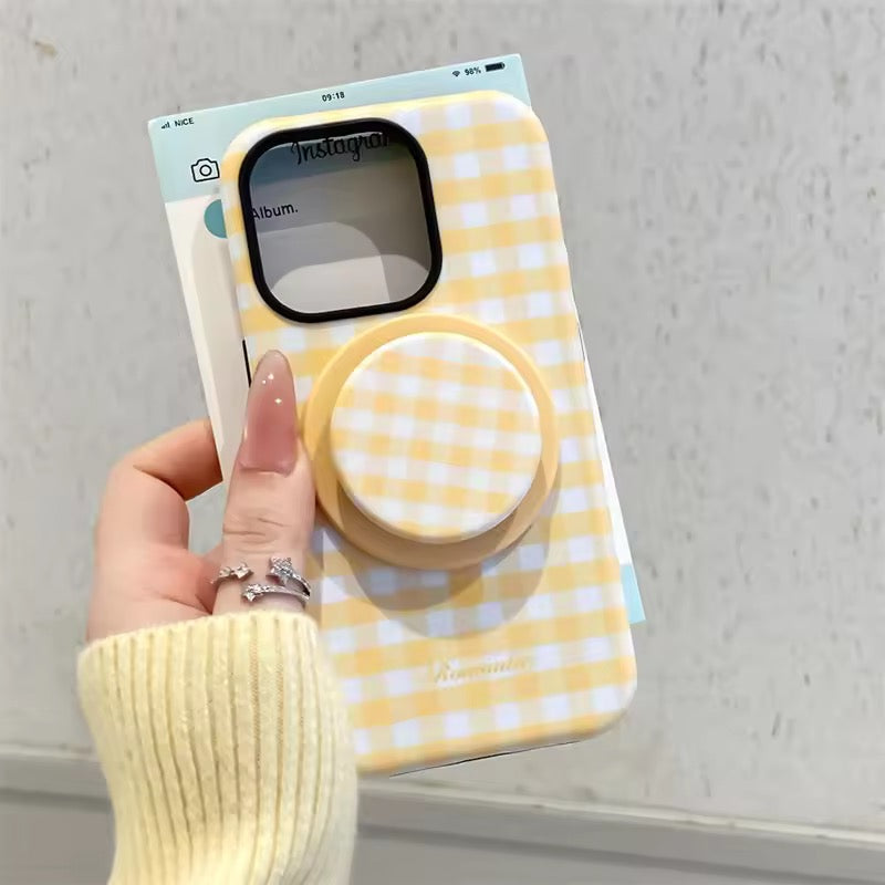 Protective Apple iPhone Back Cover - Checkered Glossy Plaid Magsafe Magnetic Phone Holder iPhone Pre-Order Case - Style 3