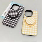 Protective Apple iPhone Back Cover - Checkered Glossy Plaid Magsafe Magnetic Phone Holder iPhone Pre-Order Case - Style 2