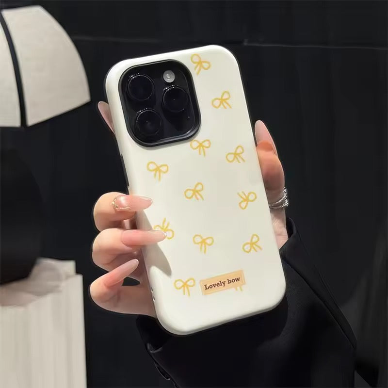 Protective Apple iPhone Back Cover - Stripe Bow Glossy Plaid Magsafe Magnetic Phone Holder iPhone Pre-Order Case - Style 5