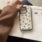 Protective Apple iPhone Back Cover - Retro Black Floral Leather Style Full Protection iPhone Bumper Case