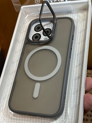 Magsafe Compatible Matte Finish Camera Stand Case for iPhone 16 Pro (Grey)