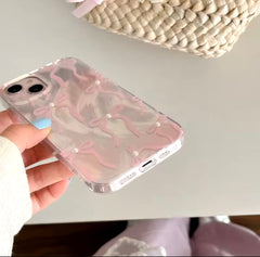 Cute Pink Bow Pearl Silver Laser Knot iPhone Case