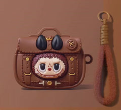 3D Labubu Bag Luxury Airpod Case With Brown Lanyard