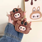 3D Labubu Bag Luxury Airpod Case With Brown Lanyard Mobile Case by CoverMeUp - Style 5
