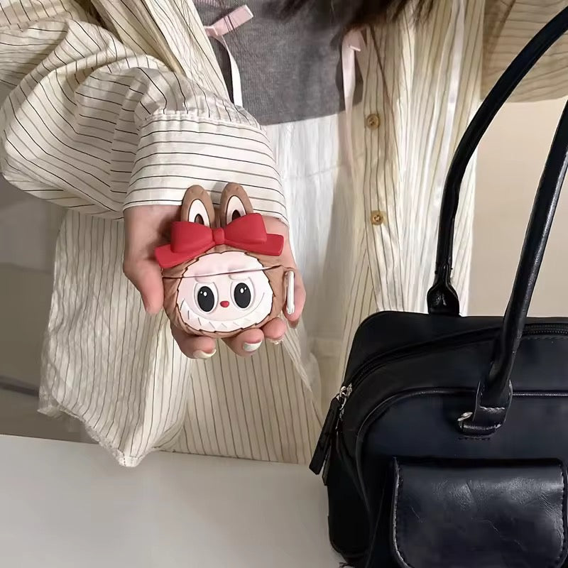 3D Red Bow Cute Labubu Airpod Case With Ring Mobile Case by CoverMeUp - Style 6