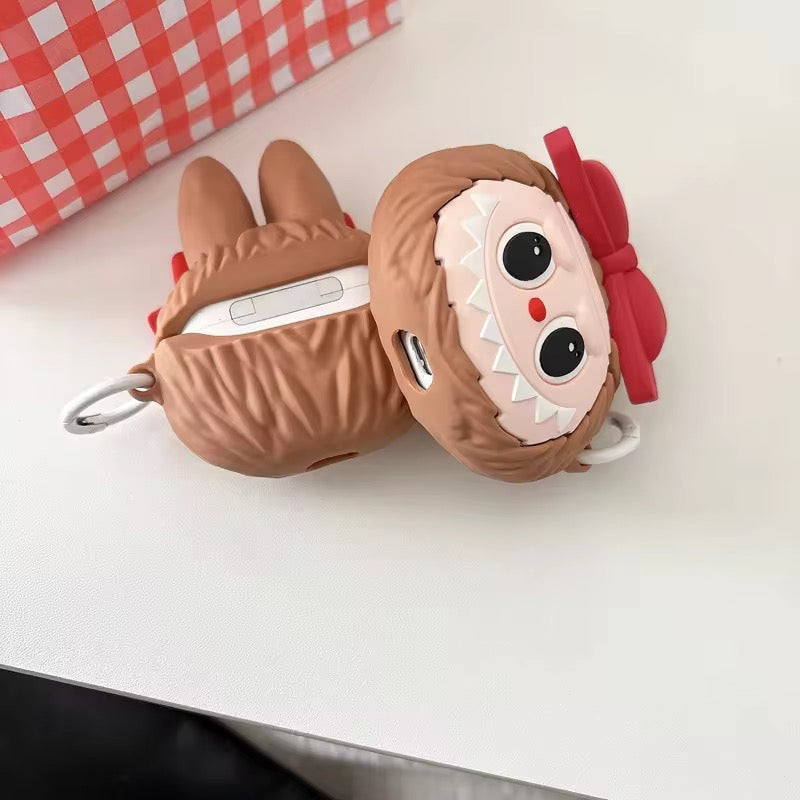 3D Red Bow Cute Labubu Airpod Case With Ring Mobile Case by CoverMeUp - Style 3