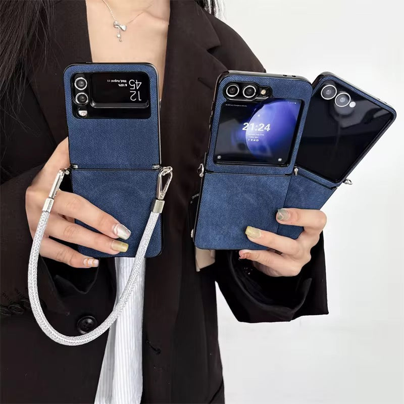 Denim Fabric Blue Samsung Z Flip Pre-Order Case Mobile Case by CoverMeUp