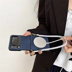 Denim Fabric Blue Samsung Z Flip Pre-Order Case Mobile Case by CoverMeUp - Style 2