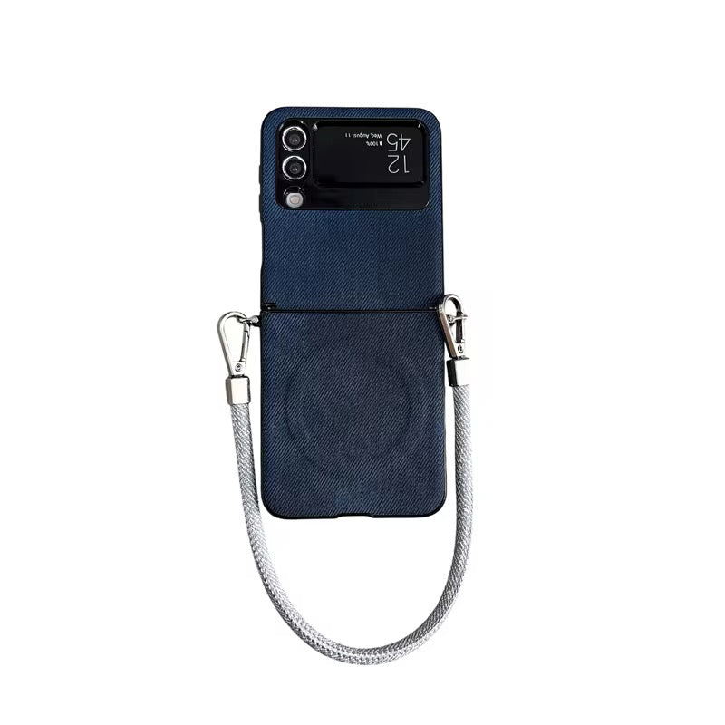 Denim Fabric Blue Samsung Z Flip Pre-Order Case Mobile Case by CoverMeUp - Style 3