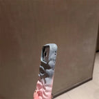 3 Dimensional Pink Gray Gradient Textured Lanyard Pre-Order iPhone Soft Silicone Case