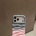 3 Dimensional Pink Gray Gradient Textured Lanyard Pre-Order iPhone Soft Silicone Case