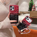 3 Dimensional Red Black Gradient Textured Lanyard Pre-Order iPhone Soft Silicone Case