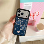 Protective Apple iPhone Back Cover - Blue Leather 3D Star Pre-Order iPhone Silicone Case - Style 2