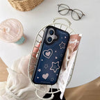 Protective Apple iPhone Back Cover - Blue Leather 3D Star Pre-Order iPhone Silicone Case - Style 3