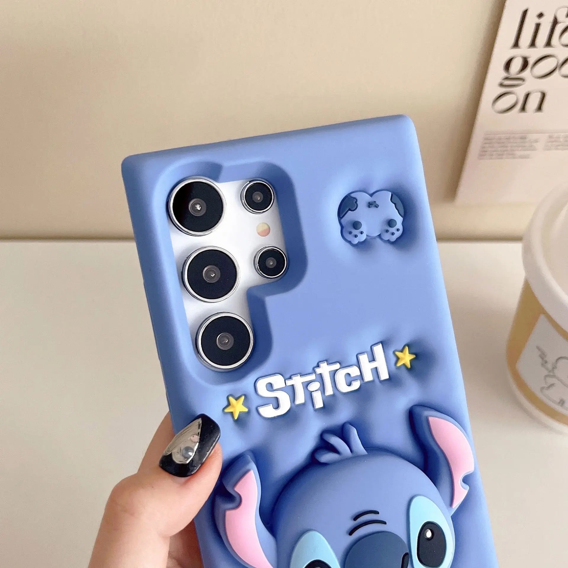 Protective Apple iPhone Back Cover - 3D Stitch iPhone Samsung Attached Phone Holder Stand Rubber Silicone Case - Style 3