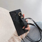 Premium Samsung Pre-Order Crossbody Luxury Leather Initial Wallet Lanyard Bracelet Case Mobile Case by CoverMeUp - Style 3