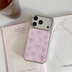 Protective Apple iPhone Back Cover - Cute Pink Bow High Quality Silver Bumper Pre-Order iPhone Case - Style 3