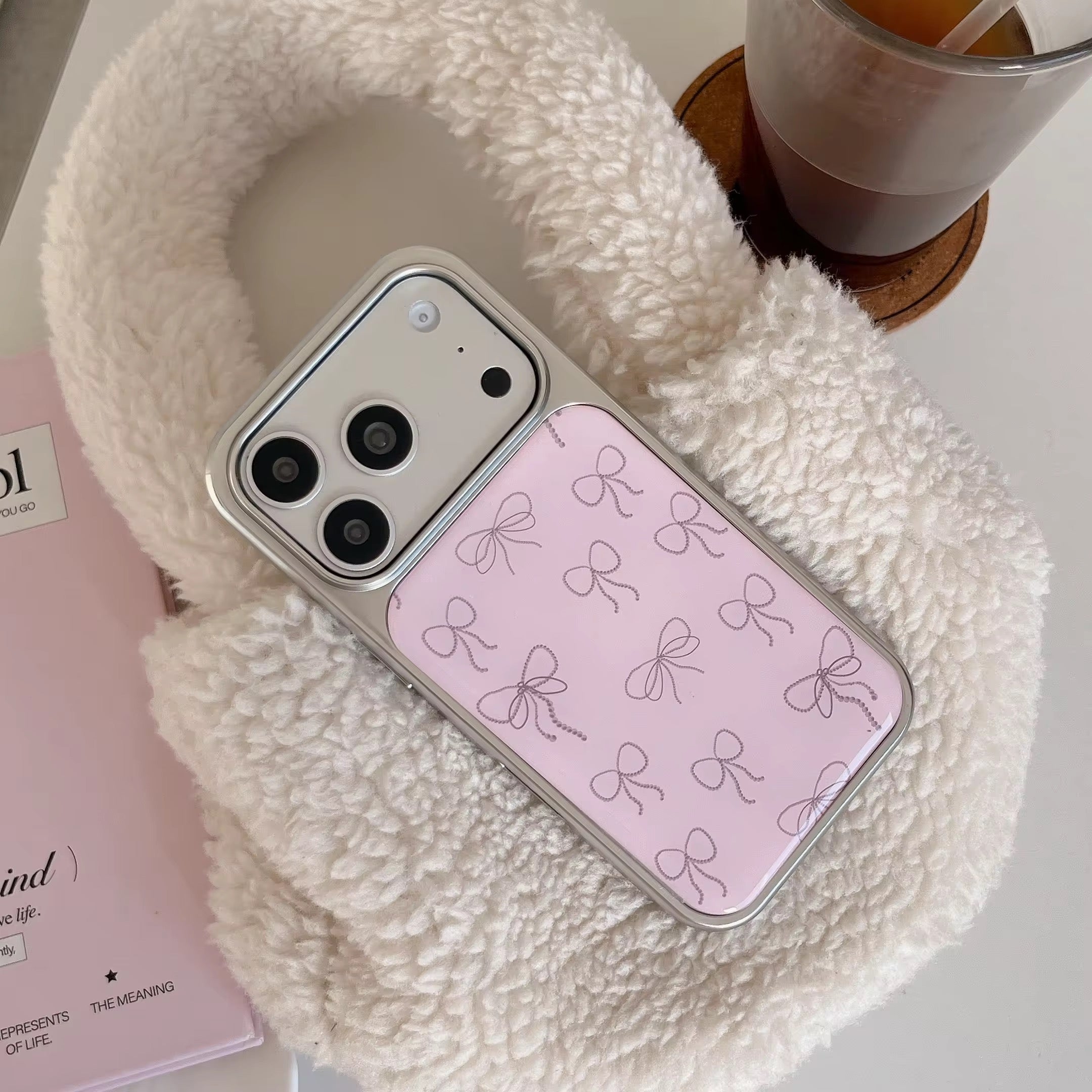Protective Apple iPhone Back Cover - Cute Pink Bow High Quality Silver Bumper Pre-Order iPhone Case - Style 6