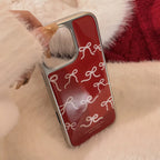 Protective Apple iPhone Back Cover - Red Cute Bow High Quality Silver Bumper Pre-Order iPhone Case - Style 4