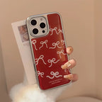Protective Apple iPhone Back Cover - Red Cute Bow High Quality Silver Bumper Pre-Order iPhone Case