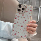 Protective Apple iPhone Back Cover - Red Cherry Bow White Silver Bumper Pre-Order iPhone Case