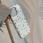 Protective Apple iPhone Back Cover - Red Cherry Bow White Silver Bumper Pre-Order iPhone Case - Style 4