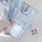 Protective Apple iPhone Back Cover - Blue Cute Bow High Quality Silver Bumper Pre-Order iPhone Case