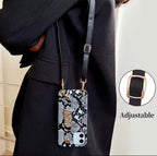 Protective Apple iPhone Back Cover - Black Gray Leopard Texture Leather Custom Bracelet iPhone Case - Style 3