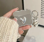 Luxury Electroplated Wavy Silver 3D Heart Charm Airpod Case Mobile Case by CoverMeUp - Style 2