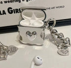 Luxury Electroplated Wavy Silver 3D Heart Charm Airpod Case Mobile Case by CoverMeUp - Style 4