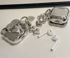 Luxury Electroplated Wavy Silver 3D Heart Charm Airpod Case Mobile Case by CoverMeUp - Style 3