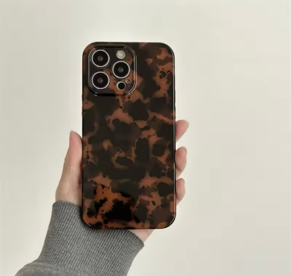 Protective Apple iPhone Back Cover - Brown Leopard Matching Phone Holder Silicone iPhone Case - Style 2