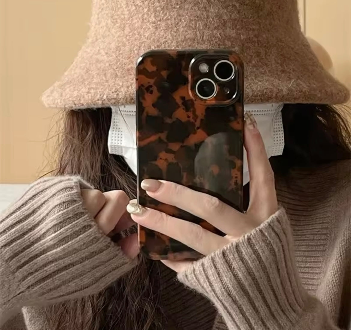 Protective Apple iPhone Back Cover - Brown Leopard Matching Phone Holder Silicone iPhone Case